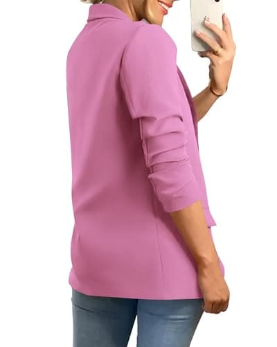 KIRUNDO Womens Blazer 2026 Spring Fall Bussiness Casual Long Sleeve Open Front Work Office Dressy Suit Jackets with Pockets(Pink, XX-Large) - Thumbnail 2
