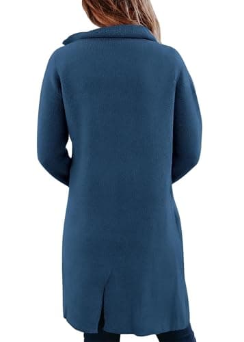 KIRUNDO Cardigan Sweaters for Women 2026 Fall Open Front Knit Sweater Jackets Business Casual Long Coatigan Winter Clothing(Dark Blue, Large) - Thumbnail 2