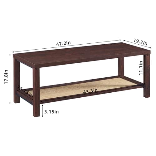 Lerliuo Farmhouse Coffee Tables for Living Room, Walnut - Thumbnail 2