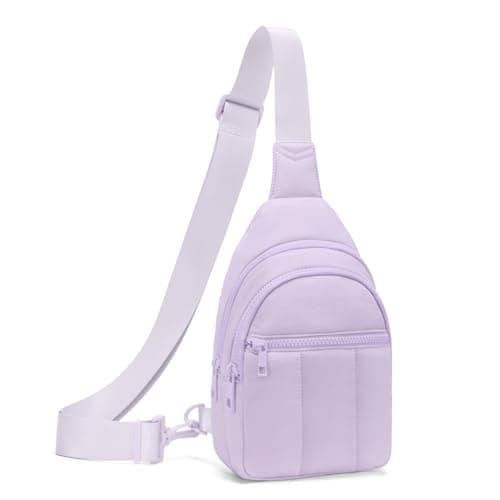 Viverte Quilted Puffer Crossbody Bags for Girls Gifts for Teen Girls Sling Bag Lightweight Cross Body Bubble Purse Shoulder Bag for Travel (Lavender) - Image 1