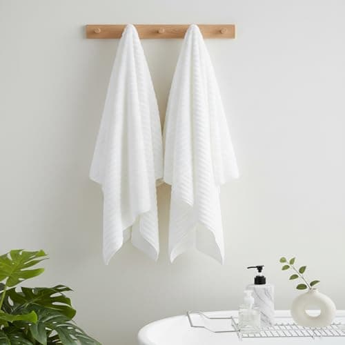 NALIVO 4 Pack Microfiber Bath Towels, 30x60 Inches Oversized Bath Sheets for Adults, Super Absorbent & Quick Dry Shower Towels, Lint Free Lightweight Body Towels for Bathroom, Gym & Travel (White) - Thumbnail 3