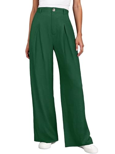 ANRABESS Women Wide Leg Dress Pants 2026 Summer High Waisted Business Casual Work Trousers Dressy Office Palazzo Pants Slacks Green Forest Medium - Image 1