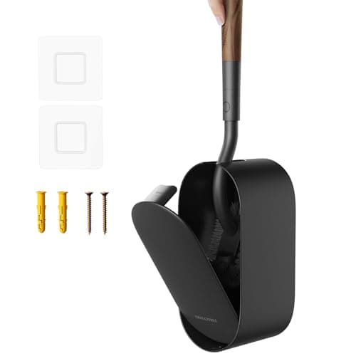 Toilet Cleaner Brush, Diveotree Toilet Brush and Holder for Dead Corner Cleaning, Wall Mounted Toilet Bowl Brush for Bathroom Decor, Toilet Scrubber Brush for Home/Hotel (Black, Round-1pack)
