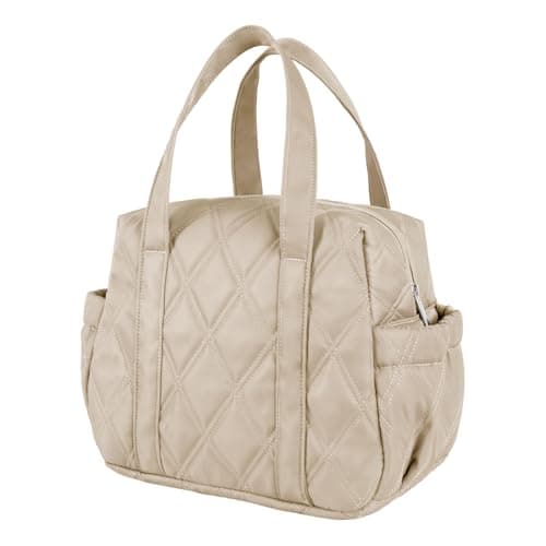 Easozoom Quilted Puffer Lunch Bag for Women, Leakproof Lunch Box for Adult Girls, Large Capacity Reusable Lunch Box for Work School Picnic Travel (Khaki) - Image 1