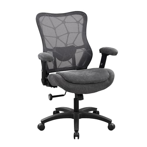 WITTLONG Big and Tall Office Chair 500lbs Heavy Duty Ergonomic Mesh Desk Chair with 23.6" Extra Wide Seat, 29.5" High Back, Adjustable Lumbar Support & Flip-Up Arms for Large Body Types (Dark Gray)