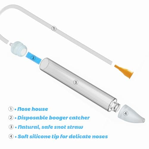 Baby Nasal Aspirator with 24 Replacement Filters - Soft Silicone Tip Nose Sucker for Newborns and Toddlers - Manual Suction for Quick Relief from Congestion - BPA-Free Transparent Mucus Extractor - Thumbnail 2