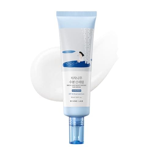 ROUND LAB Birch Juice Moisturizing Sun Serum SPF 50, PDRN Hyaluronic Acid Serum, Airy Texture Sunscreen For Face, No White Cast, Fragrance Free, protector solar, Korean Skin Care, 1.69 Fl Oz - Image 1