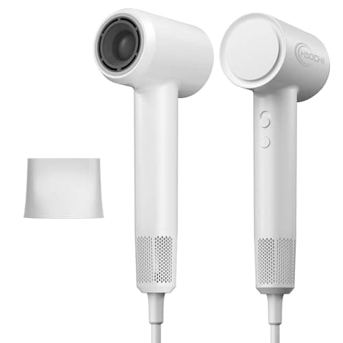 Hair Dryer, High-Speed Ionic Blow Dryer, 110,000 RPM Low Noise Thermo-Control HairDryer, for Curly Hair for Home Travel Salon, No Heat Damage Care (White) - Image 1