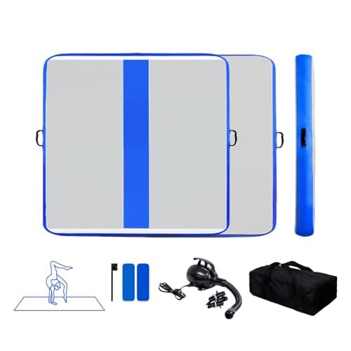 Tuxedo Sailor Inflatable Gymnastics Mat with Electric Pump, Storage Bag, Repair Kit–Air Mat for Home Training, Cheerleading, Yoga