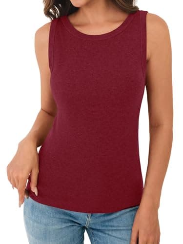 GKBK Women's Soft Cashmere Wool Blend Knit Sweater Vest Trendy Crewneck Sleeveless Tank Top for Business Casual and Old Money Fashion Red - Thumbnail 4