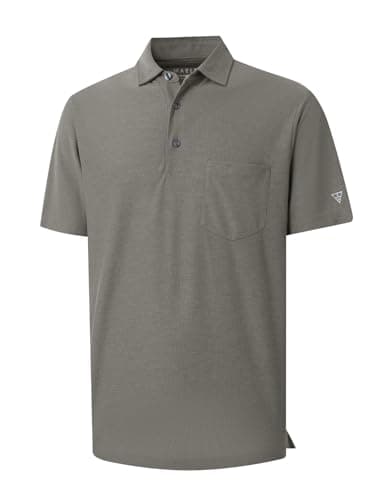 M MAELREG Golf Shirts for Men Short Sleeve Performance Quick Dry Fit Heather Designed Business Polo Shirts for Men Brown - Image 1