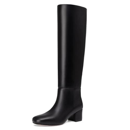 Athlefit Knee High Boots Women Low Heel Tall Fall Boots for Women Black 8.5