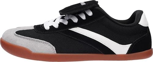 WHITIN Casual Barefoot Shoes for Women Wide Toe Box Zero Drop Sole Sneakers Walking Size 10.5 10.5W Gym Suede Fitness Black 42 - Thumbnail 2