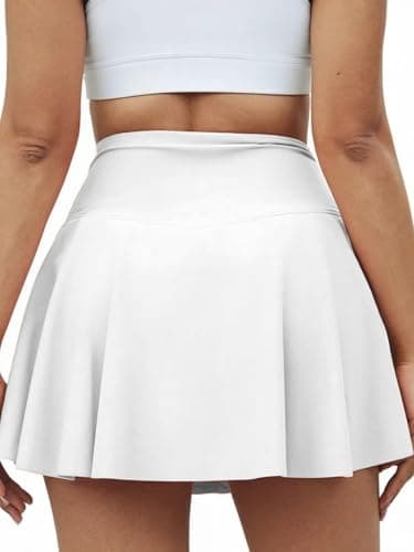 gaimoliso Women's 2-in-1 Athletic Shorts Flowy Running Shorts with Pockets Spandex Shorts for Workouts,Tennis,Gym X-Small White - Thumbnail 2