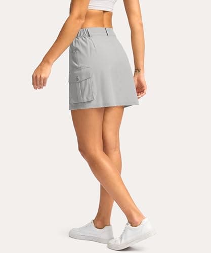 G GRADUAL Women's Skort 5 Pockets Cargo Skirt Golf Skirts Skorts for Women Casual Summer Hiking, Bright Grey, X-Small - Thumbnail 2