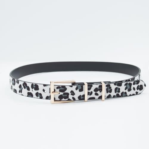 EONTISO Women's Leopard Belt, Cheetah Print Animal Pattern, Gold Buckle, Fashion Accessory for Jeans Dress, White S - Thumbnail 6