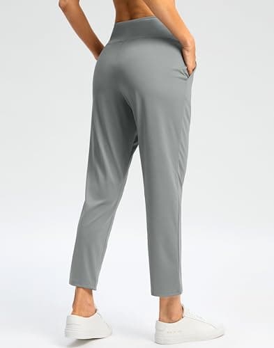 G Gradual Pants for Women High Waisted Golf Pants 2 Deep Pockets 7/8 Ankle Sweatpants for Athletic Travel Casual Lounge Work, Bright Grey, Small - Thumbnail 6