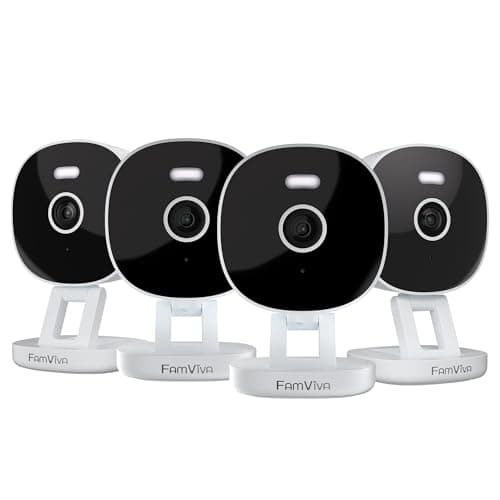 FAMVIVA 2K Wired Security Camera, Indoor/Outdoor for Home, Pet, Baby, Nanny, IP65 Waterproof Color Night Vision, White Light & Siren, Recording, Motion Detection, Works with Alexa,Plug in, White-4P - Image 1