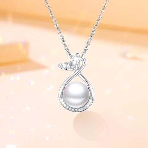 Sebina Pearl Pendant Necklace for Women,925 Sterling Silver Pendant Jewelry,Anniversary Christmas Birthday Valentines Gifts for Wife, Mom, Dauhter, Girlfriend,Her - Thumbnail 4
