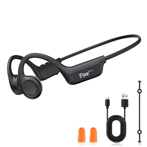 esonstyle Bone Conduction Headphones Bluetooth 6.0 - IPX7 Waterproof Bone Conduction Headphones with Mic,Wireless Open Ear Earbuds for Running Walking Cycling (Black) - Image 1