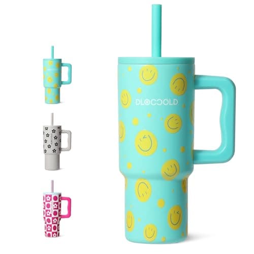 DLOCCOLD Kids 24 oz Tumbler with Handle and Silicone Straw Lid, Leakproof Insulated Tumbler with Spill Resistant Lid, Reusable Stainless Steel Tumbler Mug for Kid Boy Girl, Cupholder Friendly BPA Free