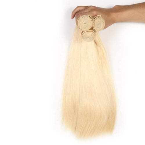 12A Human Hair Bundles 613 Blonde 20 22 24 Inch 3 Straight Bundles Human Hair Unprocessed Brazilian Remy Virgin Hair Extensions Raw Quick Weave Sew In Glossy Hair Bundles - Thumbnail 5