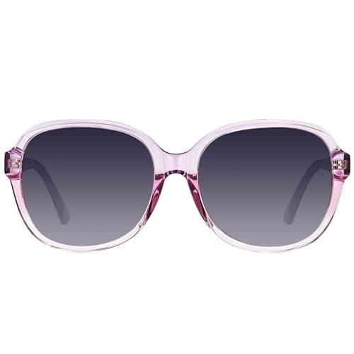 CARFIA Acetate Oversized Square Polarized Sunglasses for Women UV Protection Retro Trendy Big Shades Purple Pink