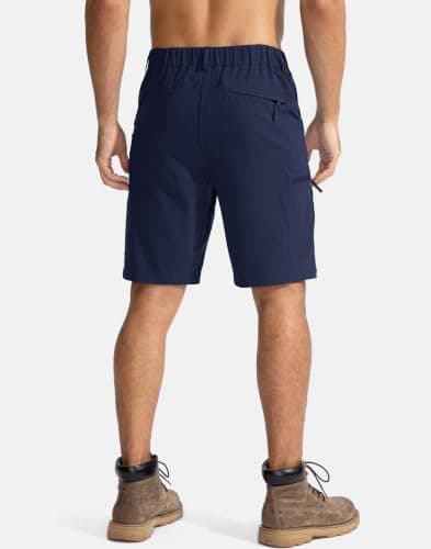 Pudolla Men's Hiking Cargo Shorts 9" Lightweight Outdoor Work Shorts for Men Travel Golf Camping Casual with 5 Zipper Pockets(Navy Small) - Thumbnail 3