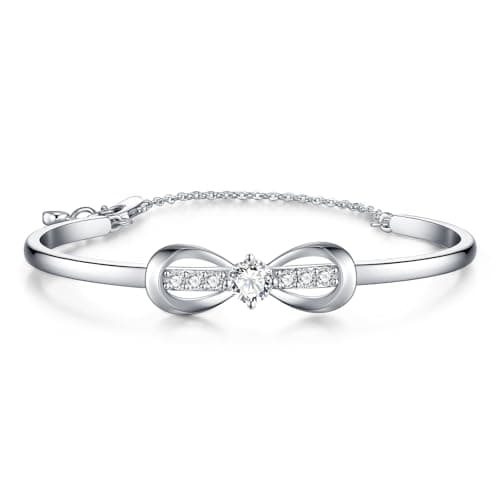 Lyniuoy Infinity Bracelets for Women 18K White Gold Plated Adjustable Minimalist Bangle Jewelry Gifts for Mom Perfect for Anniversary Mother's Day Christmas Valentine's Day - Image 1