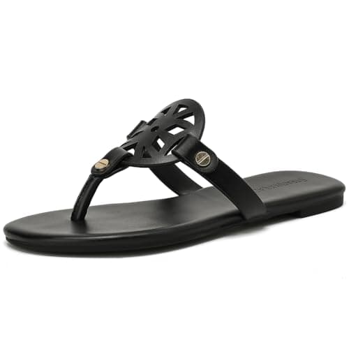 Stratuxx Kaze Flip Flops for Women with Memory Foam, Women's Flat Sandals Dressy Slide Sandals Comfortable Slippers for Women Black sandals - Image 1