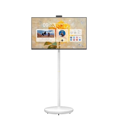 Zylosian 32 Inch Portable TV with Touchscreen, Mobile Smart Screen on Wheels, Rolling TV Android Monitor, FHD IPS Large Display, 8+128GB, Wireless Mirroring, Adjustable Stand, for Home/Office - Image 1