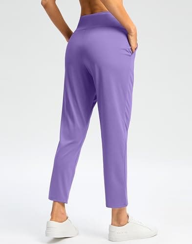 G Gradual Womens Pants High Waisted Golf Pants 2 Deep Pockets 7/8 Ankle Joggers for Athletic Travel Casual Lounge Work, Dark Lavender, Small - Thumbnail 6