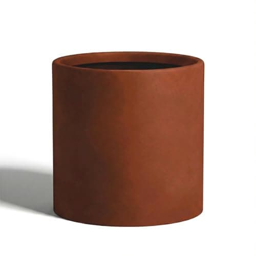 Wil & Vic 89s - 11.8" H x 11.8" Dia (11.8" Pot Opening) Mars Fiberglass Planter, Sphere Indoor and Outdoor Plant Pot with Drainage Hole, Lightweight, Durable Minimalist Home Decor, Rust
