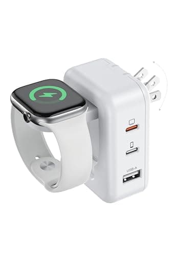 100W 4in1 Charger with Apple Watch Charging, Fast USB C Charger Block Dual Foldable Travel Essentials for iPhone 17/16/15 Series, iPad, MacBook Pro/Air, iWatch - Image 1