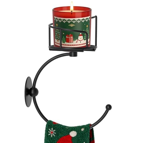 Hand Towel Holder for Bathroom with Vintage Wall Mounted Candle Holder, Rustproof Anti-Corrosion Alloy Unique Black Towel Hook, Sturdy Coat Hanger for Vintage Kitchen Bathroom Decor - Image 1
