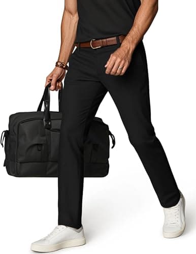 PJ PAUL JONES Men's Golf Pants Black Stretch Elastic Waist Golf Joggers Pant Lightweight Casual Comfy Trousers for Office Workout XL - Image 1