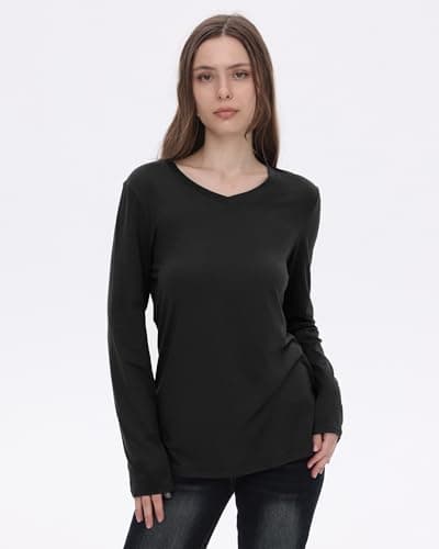 GAYHAY Long Sleeve Tshirts Shirts for Women 3 Pack Basics Tee Ladies Fall Thick Casual Soft Loose Fit Tops Layering Outfits 2025 Multipack Black White Brown - Thumbnail 2