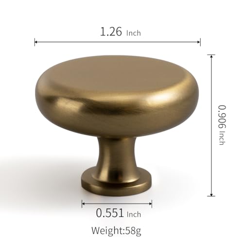 YAGU 10 Pack Champagne Bronze Kitchen Cabinet Knobs 1-1/4 Inch Round Solid Dresser Drawer Knob Dark Gold Modern Hardware Honey Bronze Pulls for Closet Cupboard Wardrobe - Thumbnail 3