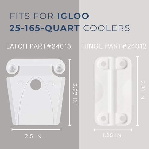 telehybrid Cooler Replacement Hinges and Latches Kit for Igloo- Heavy Duty Ice Chest Repair Parts Compatible with Igloo 25-165 Qt Cooler- Include Latch Posts & Stainless Steel Screws - Thumbnail 2