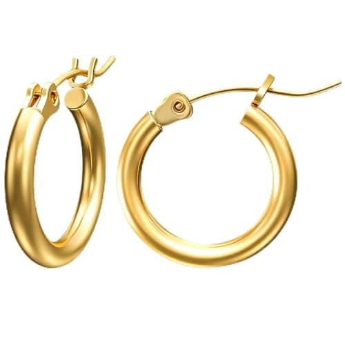 14K Gold Plated Hoop Earrings for Women, Hypoallergenic Lightweight Small Huggie Hoops, Fashion Gold Earrings with Gift Box Ideal Jewelry Gift for Birthday Valentine Mother's Day for Wife Her (22mm) - Image 1