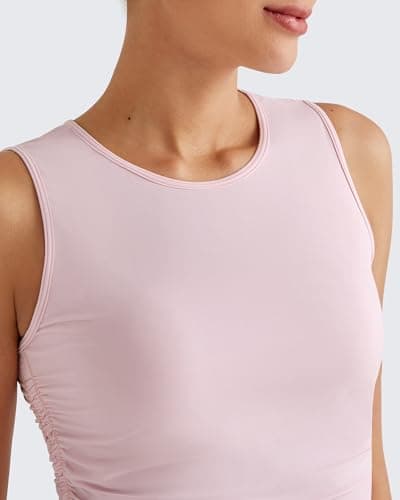 G4Free Sleeveless Workout Tops for Women Crop Tank Tops Breathable Lightweight Active Tennis Yoga Shirts Outfits (Blush,L) - Thumbnail 2