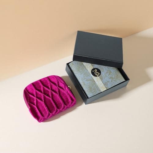 Lavogel Mini Travel Jewelry Bag, Small Travel Jewelry Case for Bracelet Rings Jewelry Travel Pouch with 5-Layer Velvet Jewelry Pouches Fashion Accessories Jewelry Pouch for Traveling (RosePurple) - Thumbnail 3