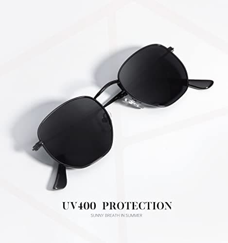 KALIYADI Hexagon Sunglasses For Women Men Polarized Square Sunglasses For Womens Sun Glasses UV Protection Metal Frame (3 Packs) - Thumbnail 4