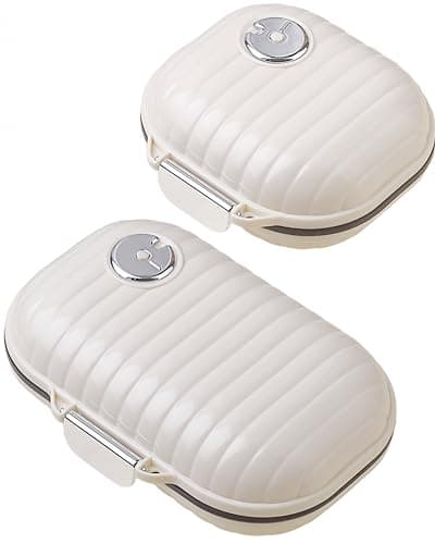 COMTAR Personal Pill Organizer 2PACK- Medicine Pill Case with Medicine Tracker, Waterproof Pill Box, 7 Compartments, Foldable Design (White) - Image 1