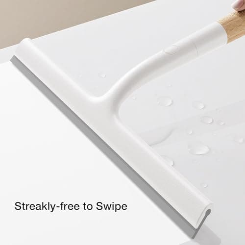 Silicone Shower Squeegee for Glass & Doors, Diveotree Multi-Purpose Squeegee for Bathroom Shower/Windows/Glass/Door, Heavy Duty Scrubber for Car Windshield Cleaning (White, 2pack) - Thumbnail 4