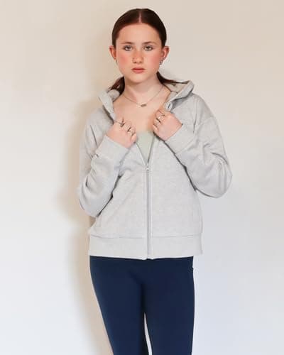 Stelle Zip Up Hoodies for Women Fleece Crop Jackets Long Sleeve Hooded Sweatshirts with Pockets Casual Coat(Light Grey,Small) - Thumbnail 2