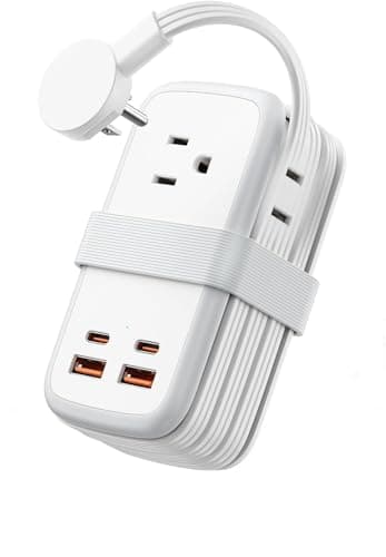 NTONPOWER GAN Ultra 65W USB Charging Station, 7 in 1 Travel Power Strip with 3 Outlets 4 USB (2 USB C), Extension Cord 4ft, Travel Essentials, Cruise Power Strip Compatible with MacBook, iPhone, White - Image 1