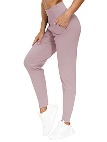 THE GYM PEOPLE Women's Joggers Pants Lightweight Athletic Leggings Tapered Lounge Pants for Workout, Yoga, Running (Large, Light Purple)