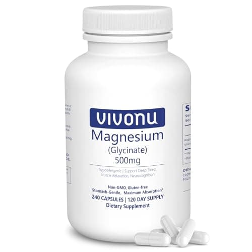 Magnesium Glycinate 500mg, Magnesium Supplement with Vitamin B6 for High Absorption, Supports Stress Relief, Sleep, Muscle, Calm, Relaxation, Nerves* & Metabolism*, Non-GMO, 240 Vegan Capsules - Image 1