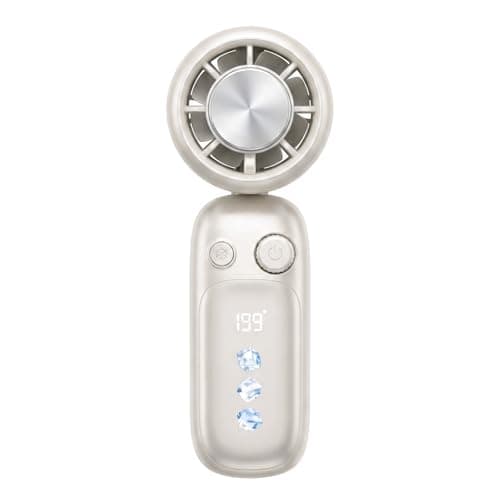 CHAOCHI Portable Handheld Turbo Fan with Ice Cooling, 199 Speeds Adjustable, 3000mAh Rechargeable, 15H Runtime, 15000 RPM Powerful Silent Motor, Summer Essential for Travel/Outdoor/Office (Off white) - Thumbnail 2